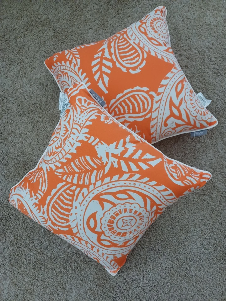 Pillow Perfect Addie Terra Cotta Indoor Outdoor Decorative Pillow Set of 2 *NEW* - Image 1 of 4