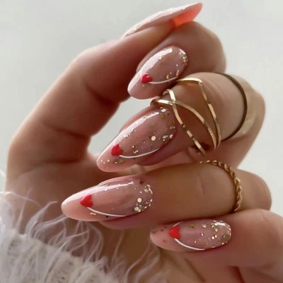 Valentine Press On Nail Artificial Nail False Nail Glues On Nail French Nail Tip - Image 1 of 4