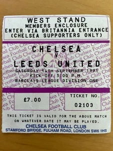 Chelsea vs Leeds Ticket Stub 1991 West Tribüne - Bild 1 von 2