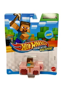 Hot Wheels Racer Verse Minecraft STEVE Personaje Pink Pig Car Mattel 2025 - Imagen 1 de 4