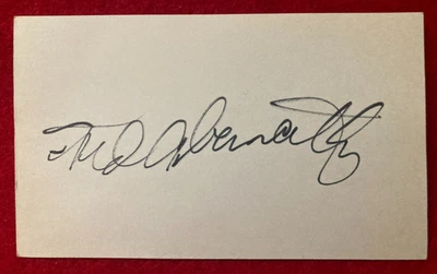 Ted Abernathy SIGNED Autographed 3x5 Index Card 1955 Washington Senators d.2004 - Image 1 of 4