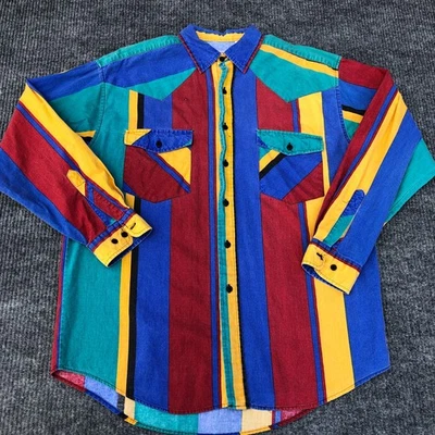 Western Plains Trading Co. Cowboy Button Up Shirt Striped Large - Image 1 of 4