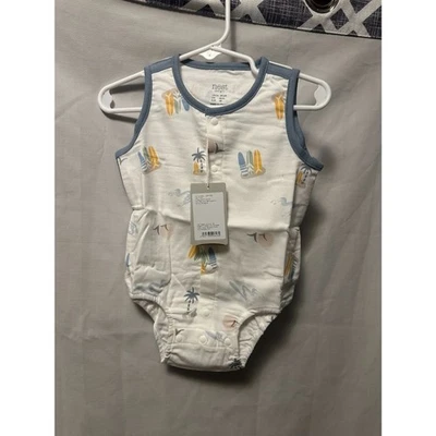 NWT Nest Designs Sleeveless Button Down (Bamboo) Pastel Waves 3-6 Months - Image 1 of 4