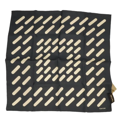 Новый $180 TOM FORD черный с белый геометрический шелковый карман квадратный Италии 15,5" - Изображение 1 из 4