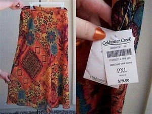 Coldwater Creek NUEVA $79 OTOÑO falda floral de gasa PXL 18 suroeste forrada con especias - Imagen 1 de 12