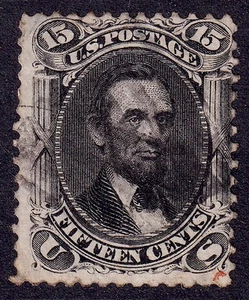 Lincoln US Scott 77, 1866, 15c negro, BIEN USADO - Imagen 1 de 1
