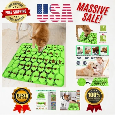 Large Silicone Snuffle Mat - Slow Feeder for Dogs & Cats, 16.3"x16.3", Green - Image 1 of 4