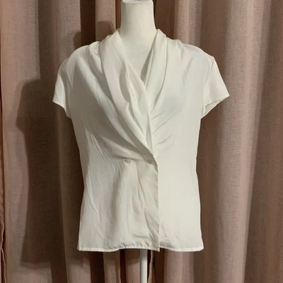 Blusa Casual Esquina Y2K Blanca Transparente Satinada Trabajo Negocios Informal - Talla 4 Foto 1 de 4