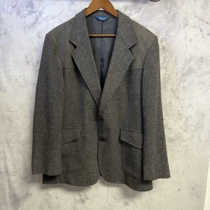 Pendleton Virgin Wool Gray Tweed Elbow Patches Blazer Suit Jacket Mens 42 22x31 - Picture 1 of 16