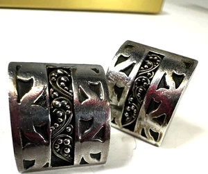 Lois Hill Clip On Earrings Sterling Silver Scroll Signed 925 - Picture 1 of 8