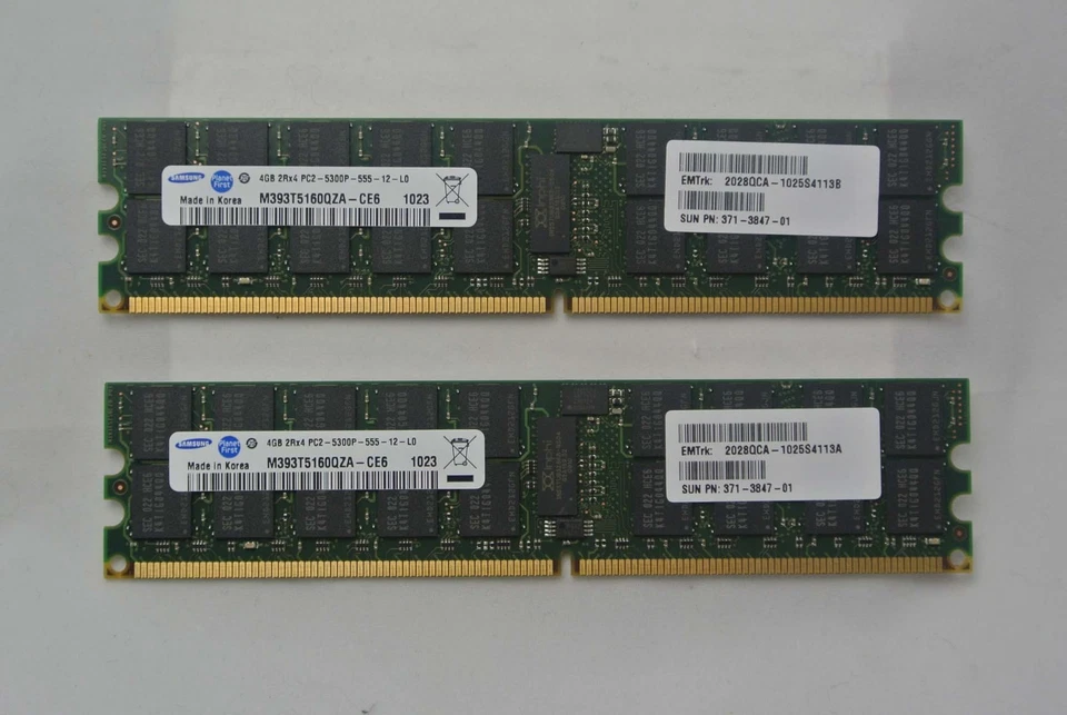 SUN ORACLE X6322A 2x4GB ECC DDR2-667 DIMM, TESTED MATCHING BRAND Warranty - Image 1 of 1