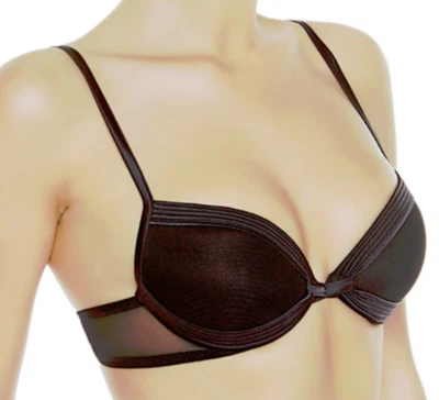 Conjunto de sujetador push-up y calzoncillo La Perla Tulle Nervures mezcla de seda 38B/L negro nuevo con etiquetas $352 Foto 1 de 4