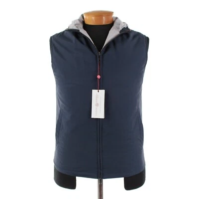 Chaleco con Capucha Luciano Barbera Nuevo con Etiquetas Mezcla de Lana Talla 48 (S EE. UU.) en Azul y Gris Foto 1 de 4