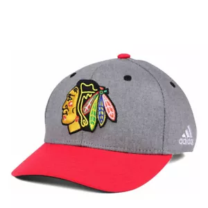 Cappello regolabile 2 toni Adidas Chicago Blackhawks NHL Hockey Heather Line OSFA - Foto 1 di 5