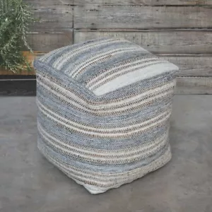 MESICK FARMHOUSE HANDWOVEN 18" OTTOMAN SEAT STOOL UTTERMOST 23967 - Picture 1 of 3
