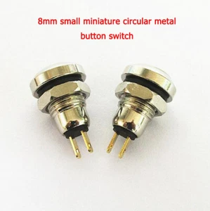 Interruptor de botón de metal circular miniatura pequeño de 8 mm Interruptor de timbre autoajustable - Imagen 1 de 6