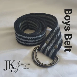Youth/Boys Belt Dark Blue-Gray Stripes Braided Belt - Picture 1 of 3