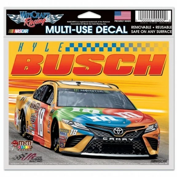 KYLE BUSCH #18 M&Ms RACING NASCAR MULTI-USE DECAL 6" X 4"  - Image 1 of 1