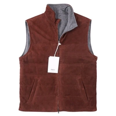 Manto 'Luca' Reversible Lambskin Suede Leather and Wool-Cashmere Vest L (Eu 52) - Image 1 of 4
