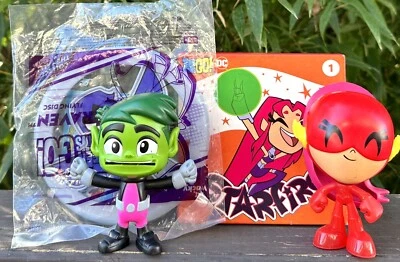 Teen Titans Go Mini Mystery Surprise Figures Beastboy Starfire Lot 4pc Set - Image 1 of 4
