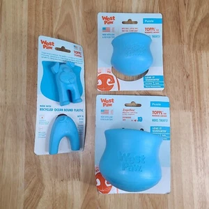 West Paw Toppl Lot SMALL & LARGE Plus Stoppers Zogoflex Blue Treats Puzzle - Imagen 1 de 10