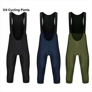Men 2 Pockets 3/4 Cycling Bib Shorts Summer Spring Autumn Bicycle Pants Trousers - Picture 1 of 21