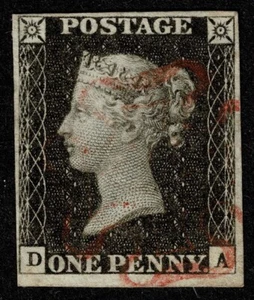 1840 1d Black Pl 3 DA 4m Ruby ABERDEEN MX Crisp Impression VFU Cat. 800,00 € - Bild 1 von 1
