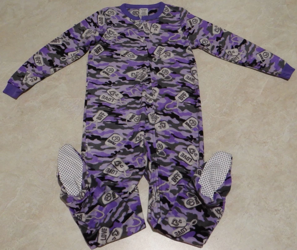 女孩抓绒脚毯睡床睡衣-XS — 第 1/1 张图片