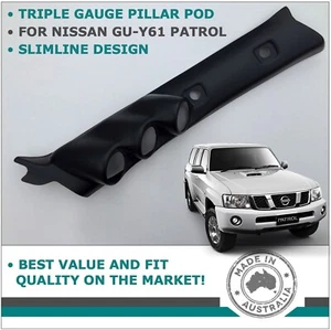 TRIPLE PILLAR POD 3 GAUGE HOLDER MOUNT BLACK FOR NISSAN GU Y61 PATROL 1997-2016 - Picture 1 of 3