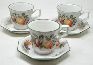 Vtg Set of 3 Johnson Brothers Fresh Fruit Coffee Cup & Saucers 3 3/8” England - Picture 1 of 6