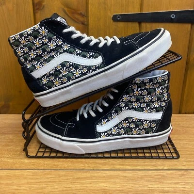 VANS Sk8-Hi  Floral Daisy Black White Sneaker Skate Shoe Uk 4 - Image 1 of 4
