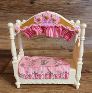 Fisher Price 2009 Loving Family Furniture Kid's Bedroom Girl Canopy Bed & PIllow - Picture 1 of 8