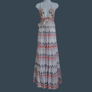 Sabina Musayev Aruba Empire Aruba Tiered Sailor Coastal Embroidered Boho Dress M - Picture 1 of 15