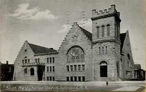 Postal D33 de la Iglesia Presbiteriana del Sur de Siracusa de Nueva York con vista exterior 1909 - Imagen 1 de 2
