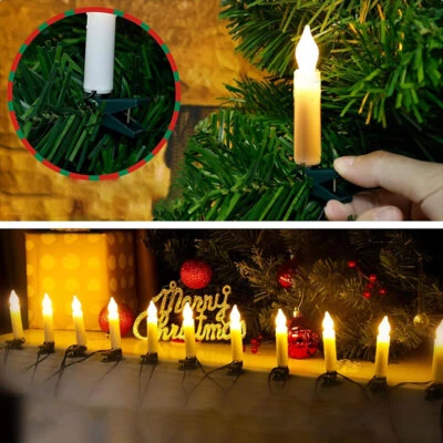 20PCS Candle String LED Clip-on Flameless Cone Candle Christmas Tree Decors JQ - Изображение 1 из 4