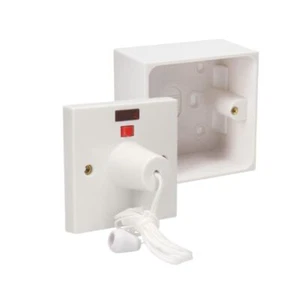 AXIOM 45A 2 Way Shower Ceiling Pull Cord Switch with Options 25/35/45mm Back Box - Picture 1 of 1