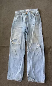 Women's PULL & BEAR Premium Jeans, Light Blue, Size 12, High Rise, Baggy Fit - Picture 1 of 5