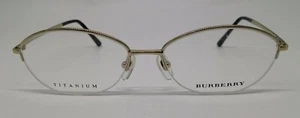 Burberry B 1263TD Gold 1002 Semi Rim Titanium Metal Eyeglasses Frame 53-16-140 - Picture 1 of 5