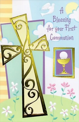 Blessing FIRST COMMUNION Card, Receive Jesus Into Heart by Bella Greetings +✉ - Image 1 of 4