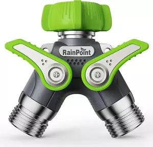 Garden Hose Splitter 2 Way Heavy Duty Water Hose Y Spigot Splitter with Shutoff - Picture 1 of 1