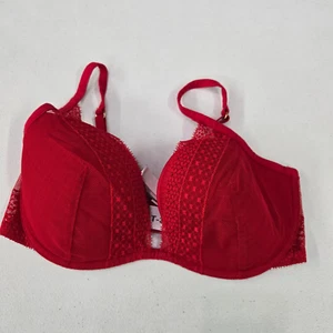 Victoria Secret Women Bra 34DD Red Incredible By Plunge Lace Underwire - Picture 1 of 10