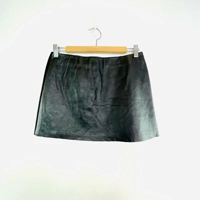 Minifalda de diseñador Kaliver talla 6 de cuero negra delantera y trasera de cachemir Foto 1 de 4