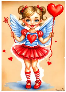 1/1 * HADA DEL DÍA DE SAN VALENTÍN * ACEO personalizado * Novedad divertida * VACACIONES * Tarjeta de arte - Imagen 1 de 2