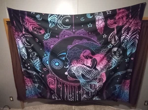 Mermaid moon mandala dream catcher tapestry Trippy Psychedelic 7.5 x 6ft XL size - Picture 1 of 1