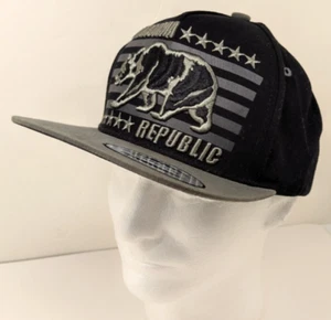 Cappello berretto California Republic Cali snapback Wynn copricapo nero e grigio grizzly - Foto 1 di 13