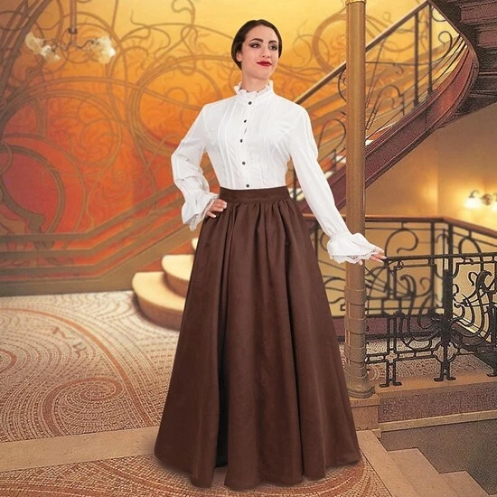 Medieval Chocolate Brown Long Skirt - Image 1 of 2
