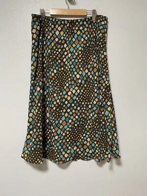 De Colección George Falda Sin Mangas 16 Para Mujer’s Y2K Retro Marrón Teal Lunares Midi Forrada Foto 1 de 4