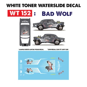 WT152 weißer Toner Wasserrutsche Aufkleber BAD WOLF für kundenspezifische 1:64 heiße Räder - Bild 1 von 6