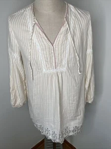 Floreat Loved By Anthropologie Sz S Cotton Night Gown Pajamas Boho Pink Stripe - Picture 1 of 9
