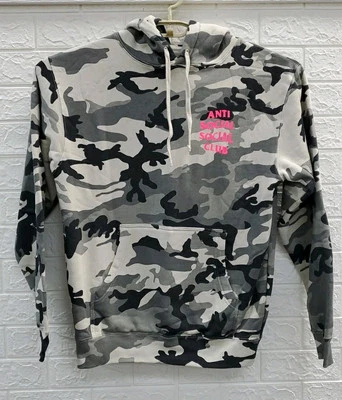 New Anti Social Social Club Frozen Camo Pink Logo  Hoodie Black/Grey Size Small  - Image 1 of 4